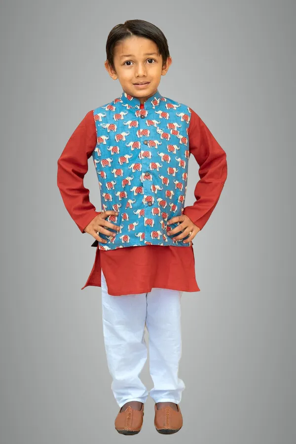 Red_Pure_Cotton_Regular_Fit_Full_Sleeve_Kurta_Pyjama_Set_For_Boys