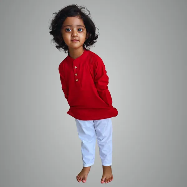 Red_Pure_Cotton_Regular_Fit_Full_Sleeve_Kurta_Pyjama_Set_For_Boys