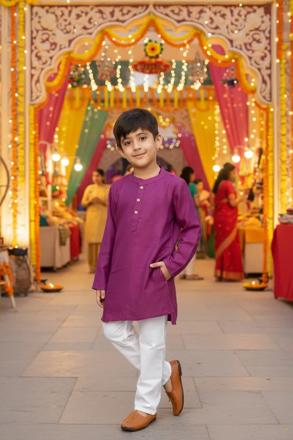 Dark_Margenta_Pure_Cotton_Regular_Fit_Full_Sleeve_Kurta_Pyjama_Set_For_Boys
