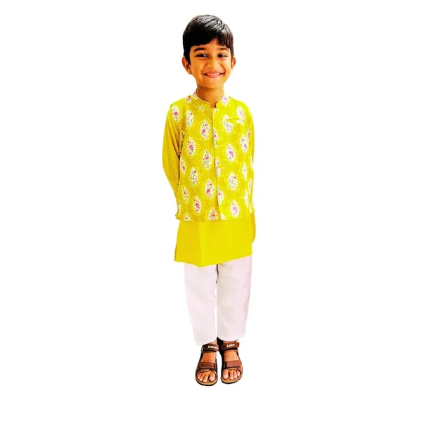 Boys_Pure_Cotton_Kurta_Pyjama_Set_(Yellow_&_White)_Round_Collar_Full_Sleeve_Ethnic_Elegance_for_Festivals_|_Comfortable_Traditional_Pure_Cotton_Kurta_Pyjama_for_Kids_(18-24_M)