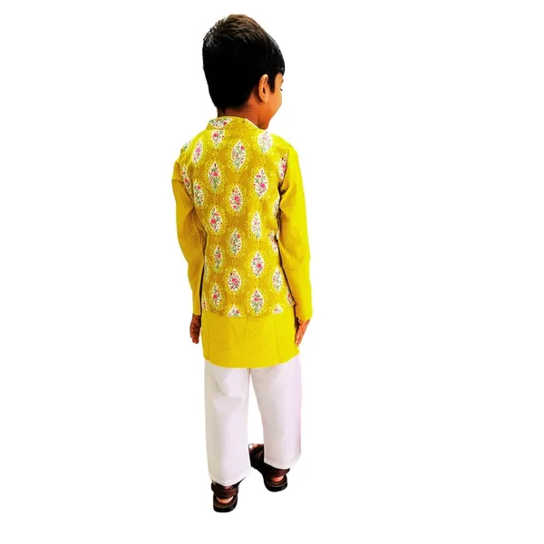 Boys_Pure_Cotton_Kurta_Pyjama_Set_(Yellow_&_White)_Round_Collar_Full_Sleeve_Ethnic_Elegance_for_Festivals_|_Comfortable_Traditional_Pure_Cotton_Kurta_Pyjama_for_Kids_(18-24_M)
