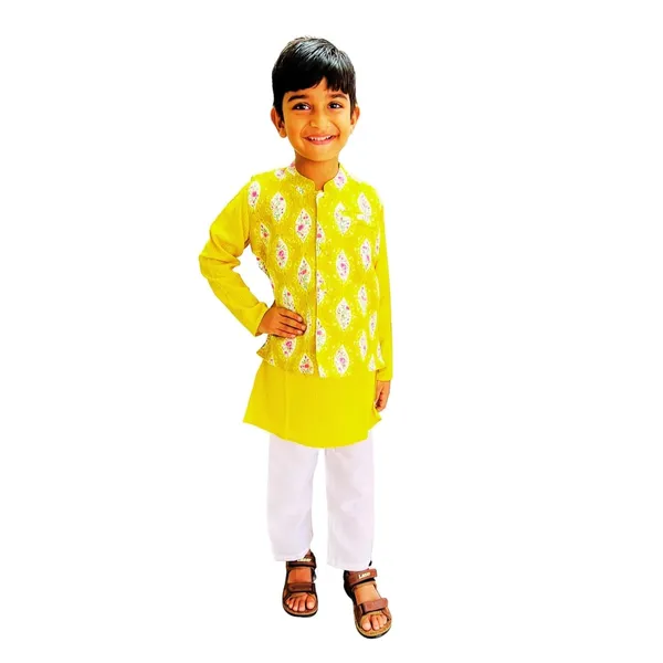 Boys_Pure_Cotton_Kurta_Pyjama_Set_(Yellow_&_White)_Round_Collar_Full_Sleeve_Ethnic_Elegance_for_Festivals_|_Comfortable_Traditional_Pure_Cotton_Kurta_Pyjama_for_Kids_(18-24_M)