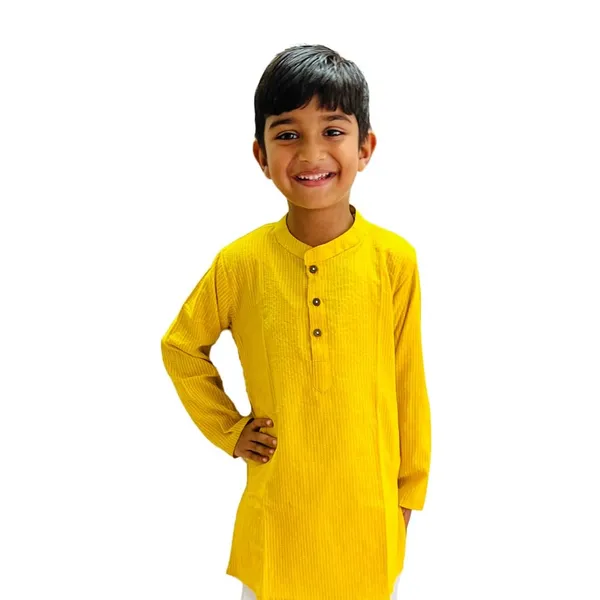 Yellow_Pure_Cotton_Regular_Fit_Full_Sleeve_Kurta_Pyjama_Set_For_Boys