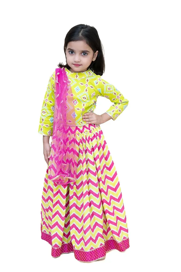 Green_Pure_Cotton_Regular_Fit_Lehenga_Set_For_Girls
