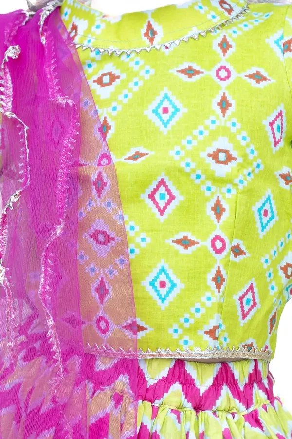 Green_Pure_Cotton_Regular_Fit_Lehenga_Set_For_Girls