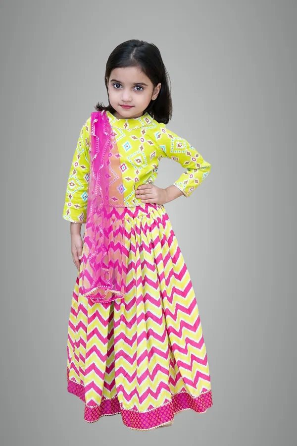 Green_Pure_Cotton_Regular_Fit_Lehenga_Set_For_Girls