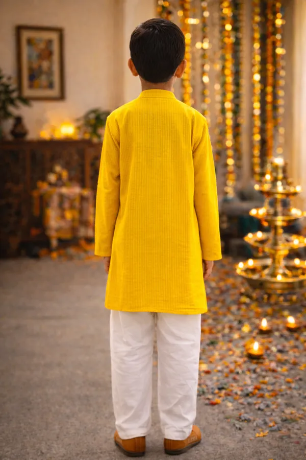 Yellow_Pure_Cotton_Regular_Fit_Full_Sleeve_Kurta_Pyjama_Set_For_Boys