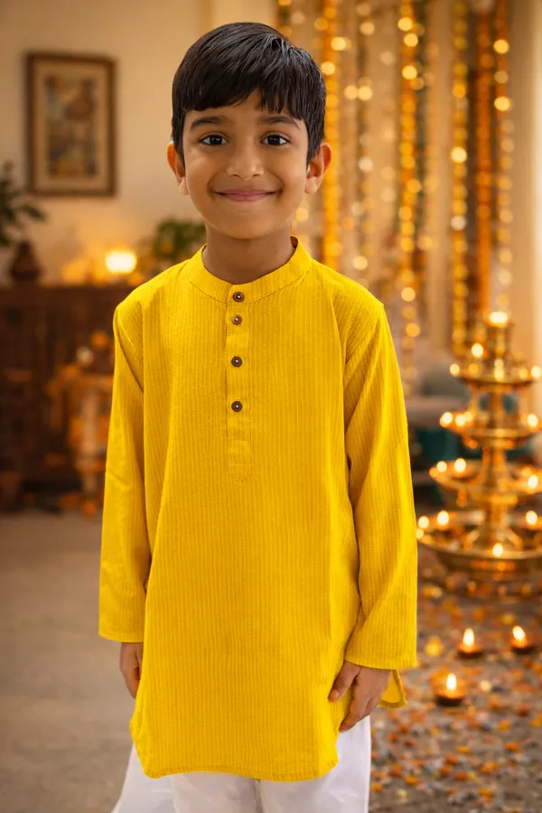 Yellow_Pure_Cotton_Regular_Fit_Full_Sleeve_Kurta_Pyjama_Set_For_Boys