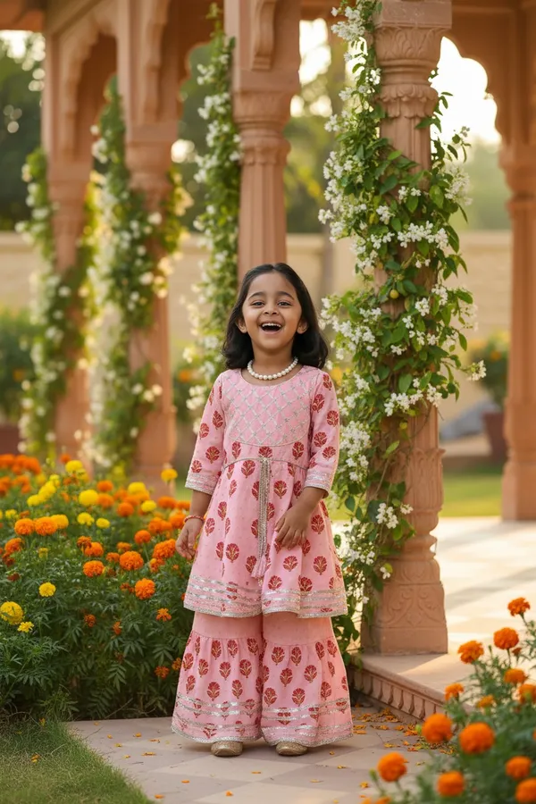 Girls_Peach_Cotton_Sharara_Set_with_Gotta_Work_–_Festive_&_Ethnic_Wear