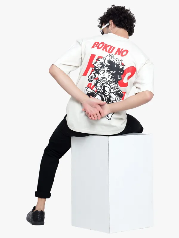 Cream_Boku_No_Printed_Oversize_Cotton_T-Shirt_For_Men