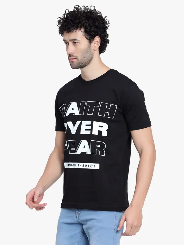 Black_Faith_Over_Fear_Printed_Cotton_T-Shirt_For_Men