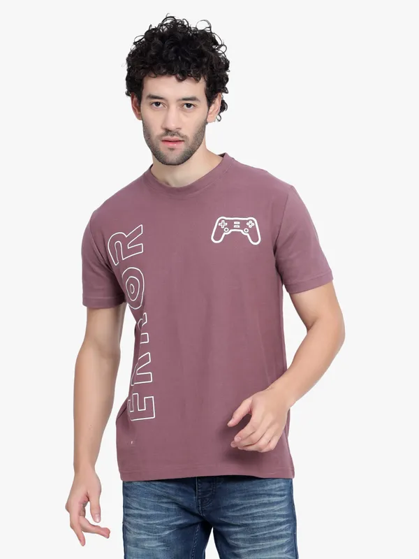 Maroon_Game_Error_Printed_Cotton_T-Shirt_For_Men