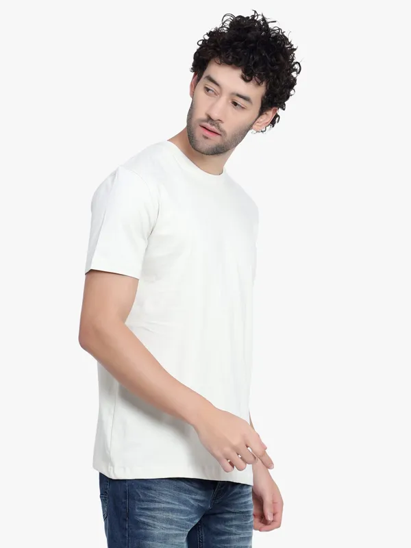 Cream_Silence_Cotton_T-Shirt_For_Men