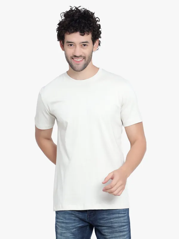 Cream_Silence_Cotton_T-Shirt_For_Men