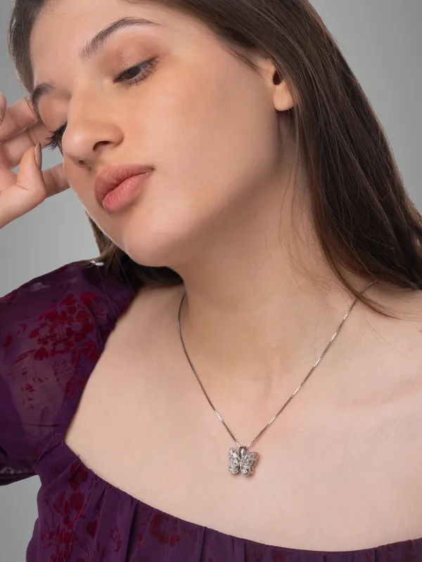 Silver_Premium_Necklace_Butterfly_Cz_925ST