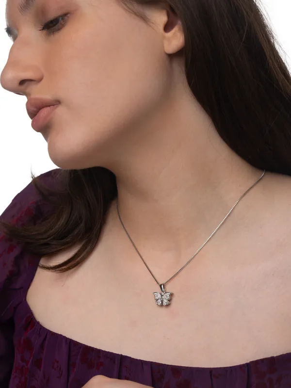 Silver_Premium_Necklace_Butterfly_Cz_925ST