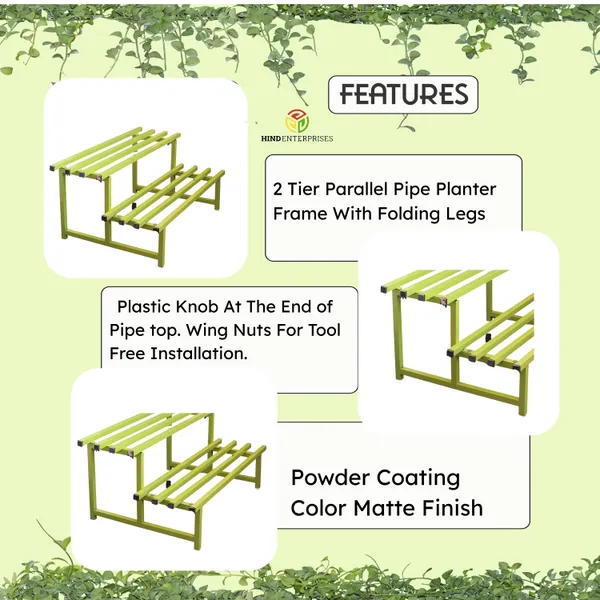 Hind's__3-Tier/Shelves_Heavy-Duty_Metal_Planter_Stand_|_Indoor_Outdoor_Flower_Pot_Holder_|_Rust-Proof_Iron_Plant_Stand_with_Modern_Design_for_Balcony,_Patio_&_Home_Decor_|_Weight_Capacity_200_KG_(Pista_Green_-01)