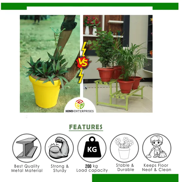 Hind's__3-Tier/Shelves_Heavy-Duty_Metal_Planter_Stand_|_Indoor_Outdoor_Flower_Pot_Holder_|_Rust-Proof_Iron_Plant_Stand_with_Modern_Design_for_Balcony,_Patio_&_Home_Decor_|_Weight_Capacity_200_KG_(Pista_Green_-01)