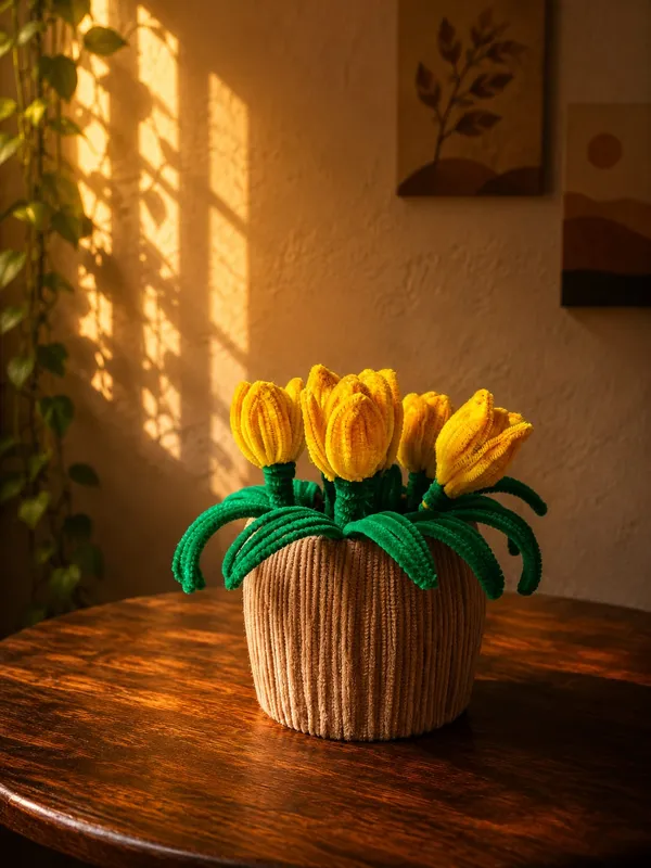 Hind's_Handmade_Pipe_Cleaner_6-Tulip_Pot_–_Cute_Chenille_Stem_Artificial_Flower_Pot,_Aesthetic_Room_Décor,_Eternal_DIY_Floral_Plant_for_Office_Desk,_Birthday_&_Anniversary_Gift
