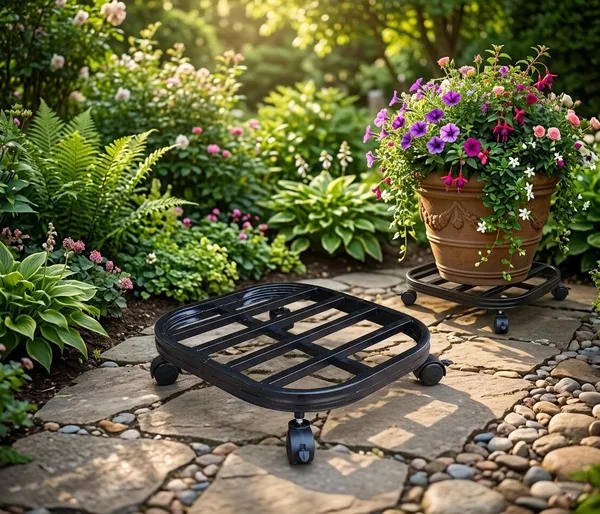 DFCEW-B_Hind's_Heavy-Duty_Iron_Planter_Stand_with_Lockable_Wheels_&_Curved_Safety_Edges,_Rust-Proof_Powder-Coated_Metal_Pot_Trolley_for_Indoor_&_Outdoor_Use_(Black)