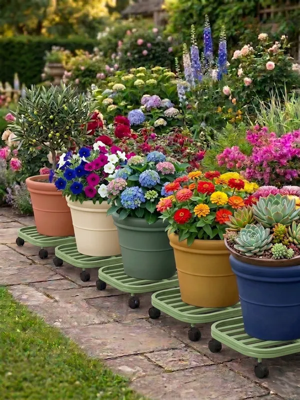 DFCEW-G_Hind's_Heavy-Duty_Iron_Planter_Stand_with_Lockable_Wheels_&_Curved_Safety_Edges,_Rust-Proof_Powder-Coated_Metal_Pot_Trolley_for_Indoor_&_Outdoor_Use_(Pista_Green)