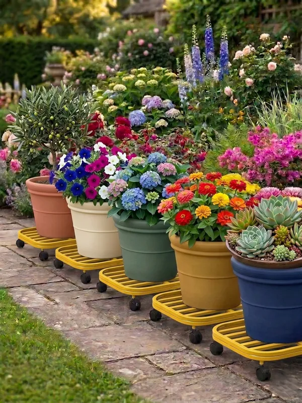 DFCEW-Y_Hind's_Heavy-Duty_Iron_Planter_Stand_with_Lockable_Wheels_&_Curved_Safety_Edges,_Rust-Proof_Powder-Coated_Metal_Pot_Trolley_for_Indoor_&_Outdoor_Use_(Yellow)