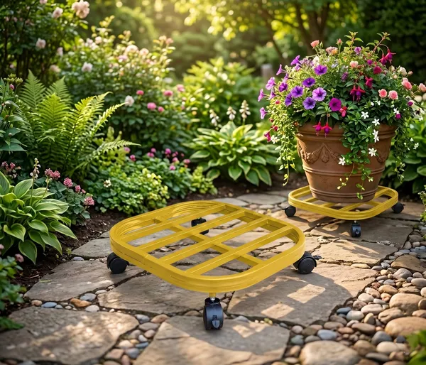 DFCEW-Y_Hind's_Heavy-Duty_Iron_Planter_Stand_with_Lockable_Wheels_&_Curved_Safety_Edges,_Rust-Proof_Powder-Coated_Metal_Pot_Trolley_for_Indoor_&_Outdoor_Use_(Yellow)