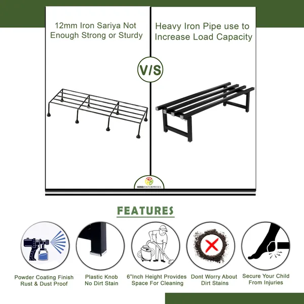 Hind's_Parallel_Pipe_Planter_Stand_with_|_Heavy-Duty_Metal_Plant_Stand_for_Indoor_&_Outdoor_|_Lockable_Wheels_Or_Legs_|_Rust-Resistant,_Space-Saving_Plant_Holder_Weight_Capacity_150_Kg_(Black)