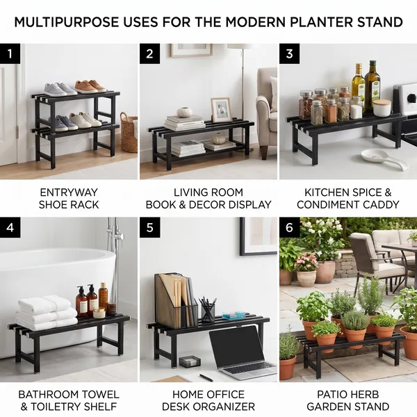 Hind's_Parallel_Pipe_Planter_Stand_with_|_Heavy-Duty_Metal_Plant_Stand_for_Indoor_&_Outdoor_|_Lockable_Wheels_Or_Legs_|_Rust-Resistant,_Space-Saving_Plant_Holder_Weight_Capacity_150_Kg_(Black)
