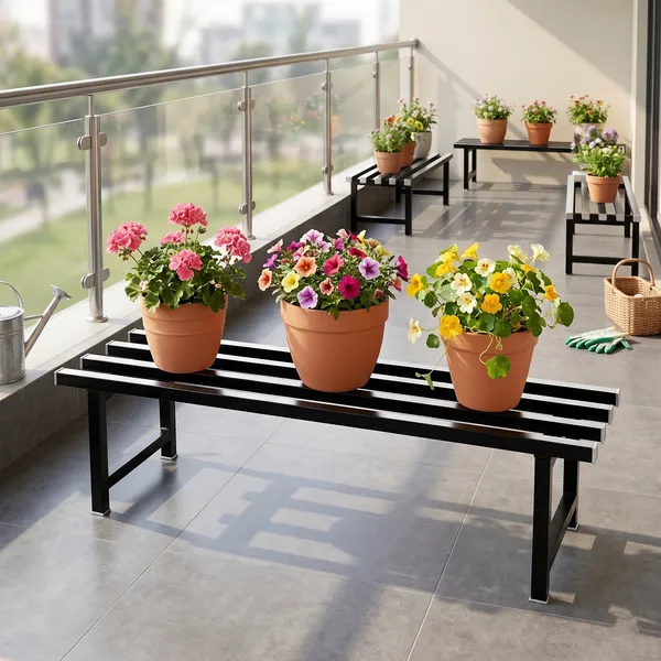Hind's_Parallel_Pipe_Planter_Stand_with_|_Heavy-Duty_Metal_Plant_Stand_for_Indoor_&_Outdoor_|_Lockable_Wheels_Or_Legs_|_Rust-Resistant,_Space-Saving_Plant_Holder_Weight_Capacity_150_Kg_(Black)