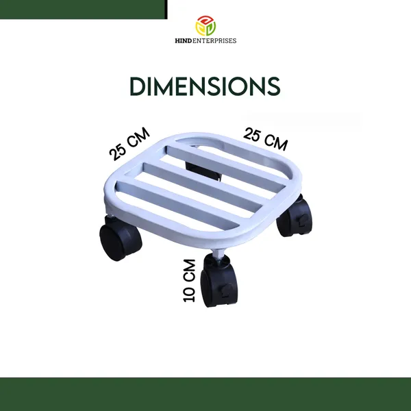 Hind's__Planter_Stand_with__Curved_Edges__Lockable_Wheels_for_Secure_Mobility_|_Load_Capacity_up_to_100kg_Rust_and_Dust_Proof_Matt_White_Finish