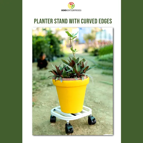 Hind's__Planter_Stand_with__Curved_Edges__Lockable_Wheels_for_Secure_Mobility_|_Load_Capacity_up_to_100kg_Rust_and_Dust_Proof_Matt_White_Finish