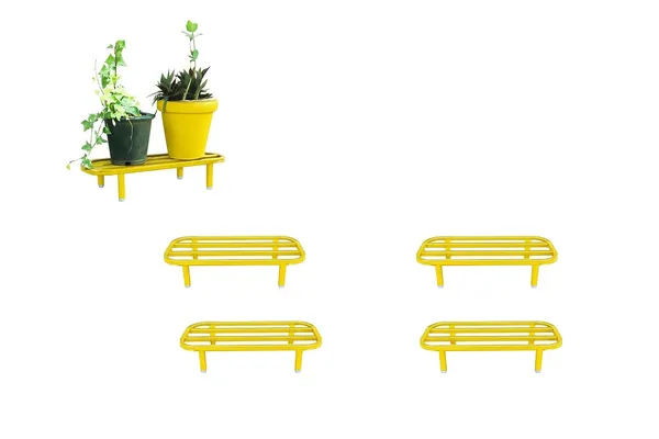 HIND_ENTERPRISES_Large_Planter_Stand_with_Legs_|_150_Kg_Load_Capacity_|_Powder_Coated_Rust_&_Dust_Proof_|_Legs_with_Plastic_Knob_|_Indoor_Outdoor_Pot_Stand_(Yellow,_4)