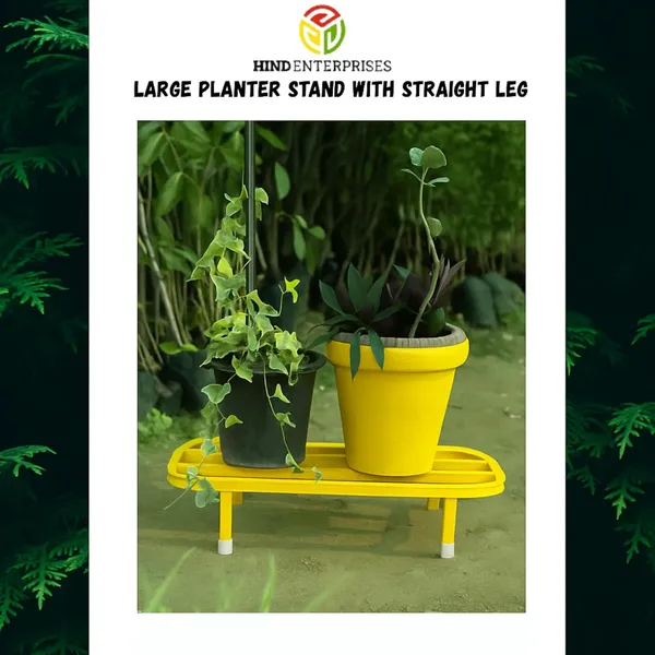 HIND_ENTERPRISES_Large_Planter_Stand_with_Legs_|_150_Kg_Load_Capacity_|_Powder_Coated_Rust_&_Dust_Proof_|_Legs_with_Plastic_Knob_|_Indoor_Outdoor_Pot_Stand_(Yellow,_4)
