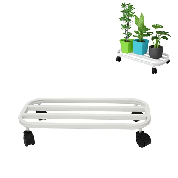 White_Powder_Coated_Heavy_Duty_Large_Planter_Stand_with_Wheels_|_150_Kg_Load_Capacity