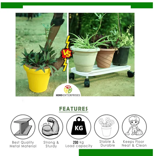 White_Powder_Coated_Heavy_Duty_Large_Planter_Stand_with_Wheels_|_150_Kg_Load_Capacity