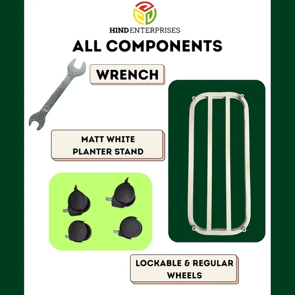 White_Powder_Coated_Heavy_Duty_Large_Planter_Stand_with_Wheels_|_150_Kg_Load_Capacity