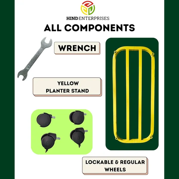 Yellow_Powder_Coated_Heavy_Duty_Large_Planter_Stand_with_Wheels_|_150_Kg_Load_Capacity