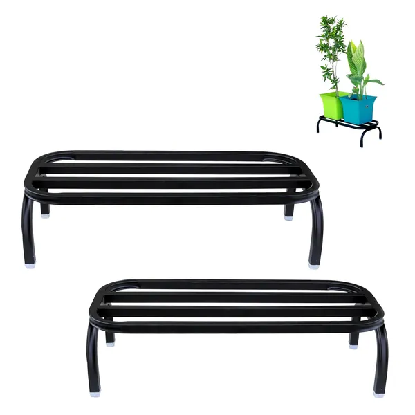 HIND_ENTERPRISES_Heavy_Duty_Large_Planter_Stand_with_Curved_Legs_|_150_Kg_Load_Capacity_|_Powder_Coated_Rust-Proof_Iron_|_Legs_with_Plastic_Knob_|_Curved_Edges_|_Flower,_Planter,_Pot_Stand_(Black,_2)