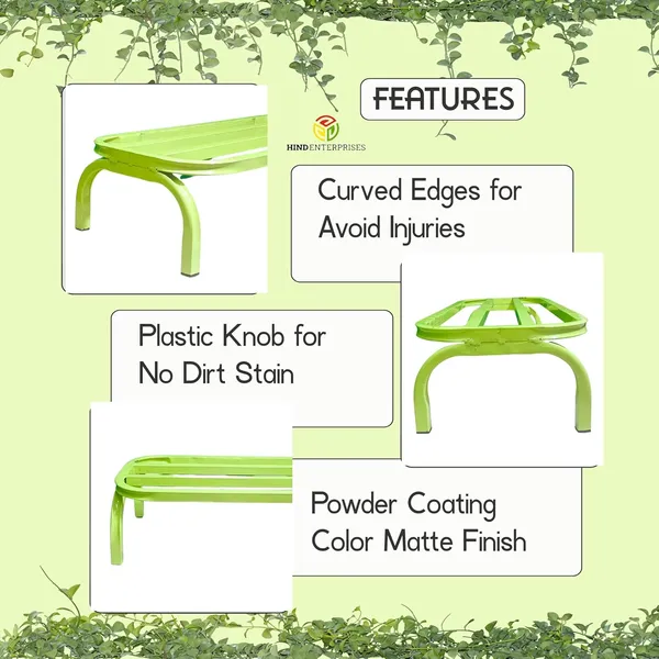 HIND_ENTERPRISES_Heavy_Duty_Large_Planter_Stand_with_Curved_Legs_|_150_Kg_Load_Capacity_|_Powder_Coated_Rust-Proof_Iron_|_Legs_with_Plastic_Knob_|_(Pista_Green,_2)