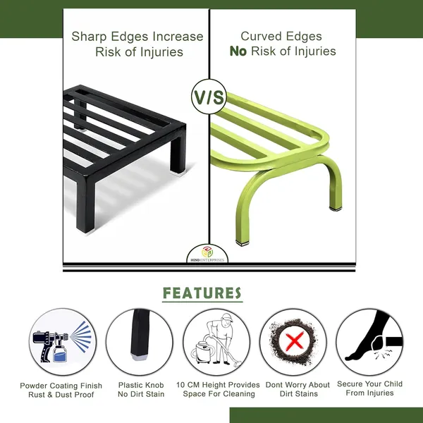 HIND_ENTERPRISES_Heavy_Duty_Large_Planter_Stand_with_Curved_Legs_|_150_Kg_Load_Capacity_|_Powder_Coated_Rust-Proof_Iron_|_Legs_with_Plastic_Knob_|_(Pista_Green,_4)