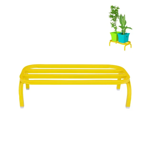 HIND_ENTERPRISES_Heavy_Duty_Large_Planter_Stand_with_Curved_Legs_|_150_Kg_Load_Capacity_|_Powder_Coated_Rust-Proof_Iron_|_Legs_with_Plastic_Knob_|_Curved_Edges_|_Flower,_Planter,_Pot_Stand_(Yellow,_1)