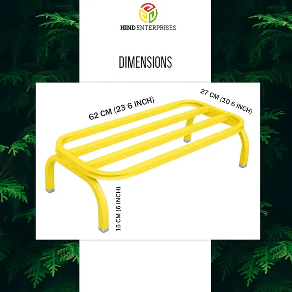 HIND_ENTERPRISES_Heavy_Duty_Large_Planter_Stand_with_Curved_Legs_|_150_Kg_Load_Capacity_|_Powder_Coated_Rust-Proof_Iron_|_Legs_with_Plastic_Knob_|_Curved_Edges_|_Flower,_Planter,_Pot_Stand_(Yellow,_1)