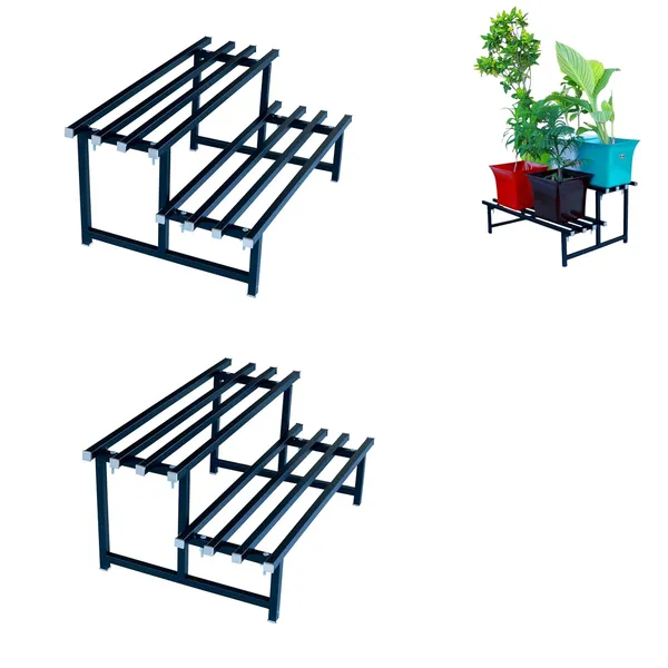 HIND's_Multipurpose_Planter_Stand_With_Black_Powder_Coated_Finish_|_Load_Capacity_200_Kg_l__2-tier_Stand_For_Flower,_Planter,_Shoes_Rack,_Storage_organizer.