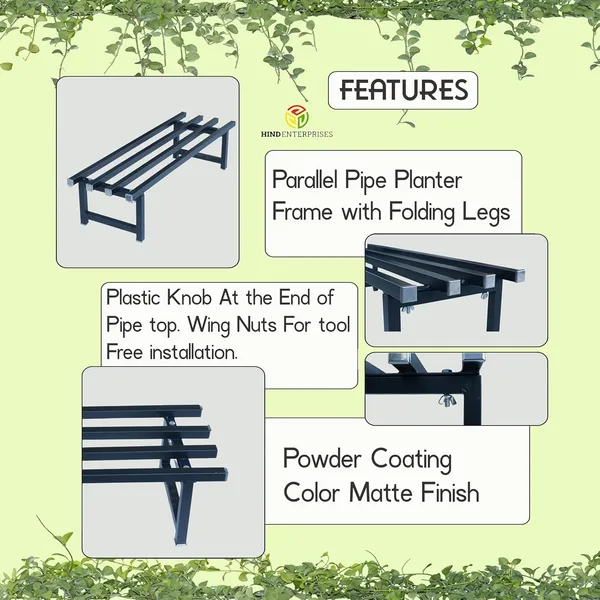HIND'S_Heavy-Duty_Metal_Planter_Stand_|_Indoor_Outdoor_Flower_Pot_Holder_|_Rust-Proof_Iron_Plant_Stand_with_Modern_Design_for_Balcony,_Patio_&_Home_D�cor_|_Weight_Capacity_150_kg_(Black-01)_(Black,_2)