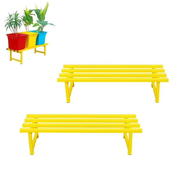 HIND'S_Heavy-Duty_Metal_Planter_Stand_|_Indoor_Outdoor_Flower_Pot_Holder_|_Rust-Proof_Iron_Plant_Stand_with_Modern_Design_for_Balcony,_Patio_&_Home_D�cor_|_Weight_Capacity_150_kg_(Black-01)_(Yellow,_2)