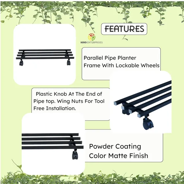 HIND'S__Powder_Coated_Multipurpose_Heavy_Duty_Large_Parallel_Pipe_Planter_Stand_with_Wheels_|_Load_Capacity_150_Kg