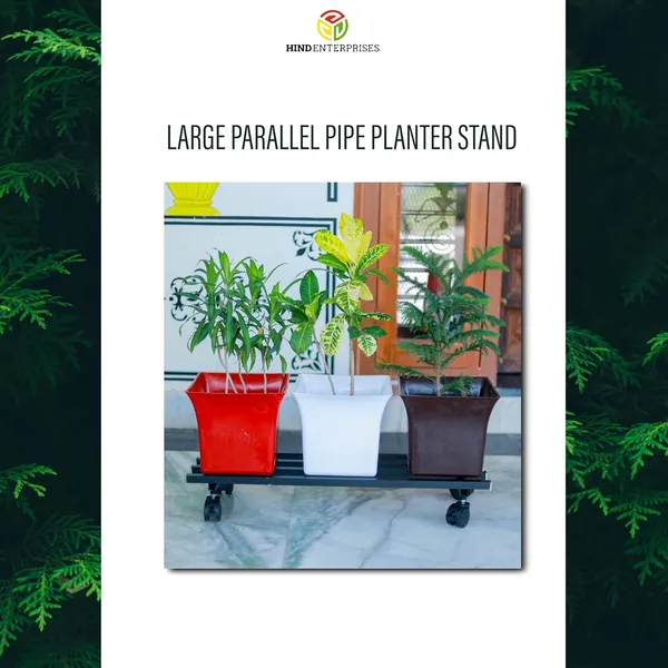 HIND'S__Powder_Coated_Multipurpose_Heavy_Duty_Large_Parallel_Pipe_Planter_Stand_with_Wheels_|_Load_Capacity_150_Kg