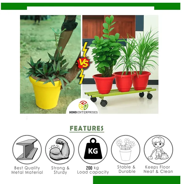 Hind's_Parallel_Pipe_Planter_Stand_with_Wheels_|_Heavy-Duty_Metal_Plant_Stand_for_Indoor_&_Outdoor_|_360°_Lockable_Wheels_|_Rust-Resistant,_Space-Saving_Plant_Holder_Weight_Capacity_150_Kg_(Green,_2)