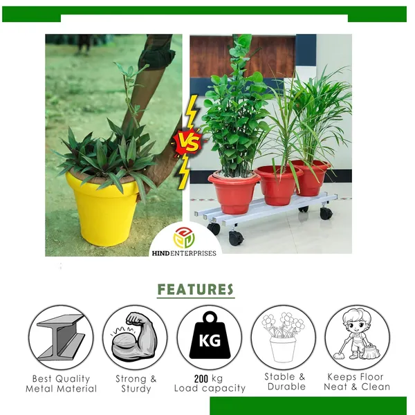 Hind's_Parallel_Pipe_Planter_Stand_with_Wheels_|_Heavy-Duty_Metal_Plant_Stand_for_Indoor_&_Outdoor_|_360°_Lockable_Wheels_|_Rust-Resistant,_Space-Saving_Plant_Holder_Weight_Capacity_150_Kg_(White,_2)